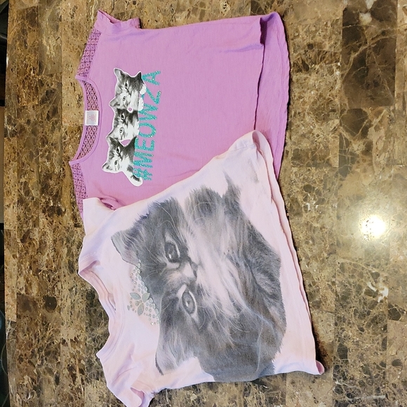 2 Girls Kitten Short Sleeve Tees - Picture 1 of 10